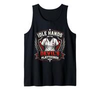 Escudo de Enfermera Vintage con Las Manos inactivas Son los Juguetes del Diablo Camiseta sin Mangas