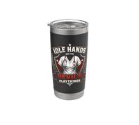 Escudo de enfermera vintage con las manos inactivas son los juguetes del diablo Vaso térmico de acero inoxidable de doble pared
