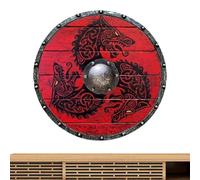 Escudo de guerrero de madera medieval - Wolf Soldier Cosplay Prop, antigua réplica de batalla | Pieza accesorio de traje artesanal, equipo decorativo de combate de larps con aspecto histórico p