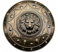 Escudo de guerrero redondo medieval, escudo histórico de león, escudo de armadura de acero, escudo de caballero LARP, disfraz de juego de rol
