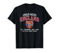 Escudo de Inglaterra anglosajona con letras blancas envejecidas Camiseta