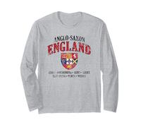 Escudo de Inglaterra anglosajona con letras blancas envejecidas Manga Larga