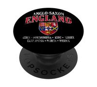 Escudo de Inglaterra anglosajona con letras blancas envejecidas PopSockets PopGrip Adhesivo