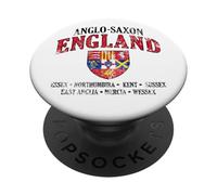 Escudo de Inglaterra anglosajona con letras blancas envejecidas PopSockets PopGrip Adhesivo