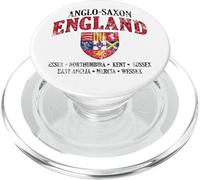 Escudo de Inglaterra anglosajona con letras blancas envejecidas PopSockets PopGrip para MagSafe