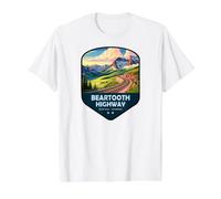Escudo de la Carretera panorámica Nacional de la autopista Beartooth Camiseta gráfica económica, Hombre, Blanco, S