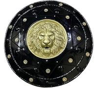 Escudo de león medieval, escudo redondo, guerrero de metal desgastado en batalla, escudos LARP/Halloween/cosplay