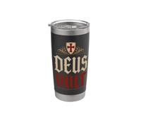 Escudo de los Caballeros Templarios Deus Vult (Dios lo Quiere) Vaso térmico de acero inoxidable de doble pared