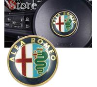 Escudo de Muestra Compatible con Alfa Romeo Giulietta Myth 147 159 156 4C Brera Logotipo Adhesivo de 40 mm para el Volante Gold
