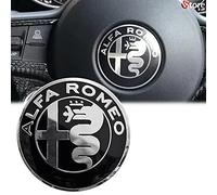 Escudo de Muestra Compatible con Alfa Romeo Giulietta Myth 147 159 156 4C Brera Logotipo Adhesivo de 40 mm para el Volante Black Mirror