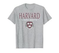 Escudo de Veritas desteñido de la Universidad de Harvard Camiseta, Hombre, Gris Jaspeado, M