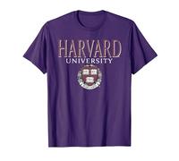 Escudo de Veritas desteñido de la Universidad de Harvard Camiseta, Hombre, Morado, L