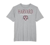 Escudo de Veritas desteñido de la Universidad de Harvard Camiseta, Hombre Tallas Grandes, Gris Jaspeado, 2X Alto