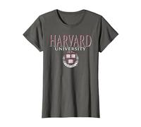 Escudo de Veritas desteñido de la Universidad de Harvard Camiseta, Mujer, Asfalto, L