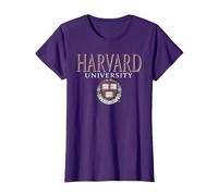 Escudo de Veritas desteñido de la Universidad de Harvard Camiseta, Mujer, Morado, XXL