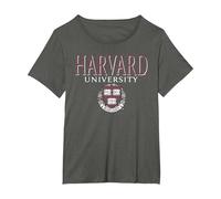 Escudo de Veritas desteñido de la Universidad de Harvard Camiseta, Mujer Tallas Grandes, Asfalto, 3XL Grande