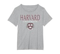 Escudo de Veritas desteñido de la Universidad de Harvard Camiseta, Mujer Tallas Grandes, Gris Jaspeado, 2XL Grande