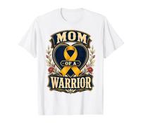 Escudo del corazón de la Conciencia del cáncer Infantil de mamá de un Guerrero Camiseta gráfica económica, Hombre, Blanco, XL