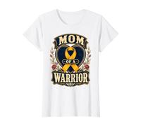 Escudo del corazón de la Conciencia del cáncer Infantil de mamá de un Guerrero Camiseta gráfica económica, Mujer, Blanco, XS