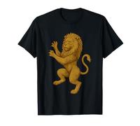 Escudo del León Renacimiento Fantasía Arte Heráldico Medieval Animal Camiseta