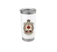 Escudo heráldico vintage de Canadá The True North Est 1867 Vaso térmico de acero inoxidable de doble pared