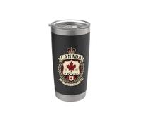 Escudo heráldico vintage de Canadá The True North Est 1867 Vaso térmico de acero inoxidable de doble pared