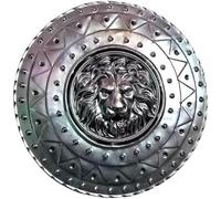 Escudo medieval de acero con cara de león - Áspis griego romano redondo de 24 pulgadas - Decoración de pared de metal hecha a mano - Réplica de escudo de batalla de guerrero real