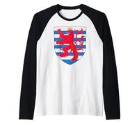 Escudo Medieval de Luxemburgo Roude Leiw Escudo Emblema Blazon Camiseta Manga Raglan