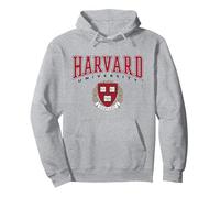 Escudo Rojo Veritas de la Universidad de Harvard Sudadera con Capucha, Unisex para Adultos, Gris Jaspeado, XL