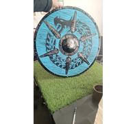 Escudo vikingo medieval auténtico de Batalla El Último Reino para cosplay, Escudo listo para la batalla, escudo totalmente funcional para batalla de soldado/guerrero (24 pulgadas) (escudo de dragón