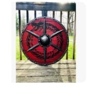 Escudo vikingo medieval auténtico de Batalla El Último Reino para cosplay, Escudo listo para la batalla, escudo totalmente funcional para batalla de soldado/guerrero (24 pulgadas) (escudo vikingo