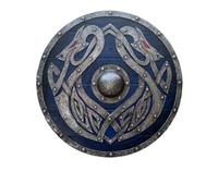 Escudo vikingo medieval auténtico de Batalla The Last Kingdom Cosplay Battle Ready Shield Escudo totalmente funcional para batalla de soldado/guerrero (24 pulgadas) (Valhalla Sea Dragon Jörmungandr