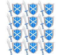 Escudo y espada inflable de Escocia, 45 x 32 cm, escudo de la bandera escocesa y espada azul de 62 cm, accesorio de disfraz de San Andrés, accesorio deportivo de disfraces, 12 juegos