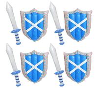 Escudo y espada inflable de Escocia, escudo de bandera escocesa de 45 x 32 cm y espada azul de 62 cm con estampado de San Andrés, fútbol escocés, rugby, seis naciones, disfraz y accesorio para