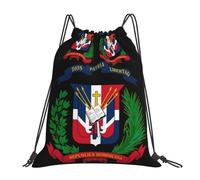 Escudos De Armas De La República Dominicana Para Hombres Y Mujeres Hombre Mujer Mochila De Cuerdas Casual Bolsa De Deporte Gran Capacidad Mochila Con Cordón Para Fútbol Voleibol Acampada