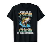 Escuela Importante Pero La Pesca Es Importante Papá Hombres Divertido Camiseta