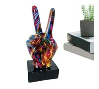 Escultura artística de mano, figura moderna de 7,2 x 6,2 x 16,3 cm, estatua abstracta de gesto de paz, adorno de mesa colorido, acción creativa para exhibición de señales, estante de oficina