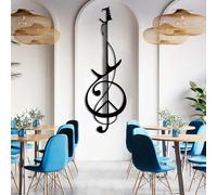 Escultura artística de pared de guitarra de metal, decoración moderna de sala de música para sala de estar, dormitorio, pasillo y escaleras