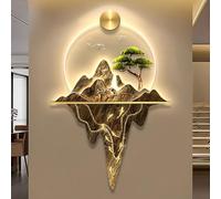 Escultura artística de pared de metal 3D iluminada por LED, diseño tradicional chino oriental, iluminación decorativa para pasillo de entrada del hogar