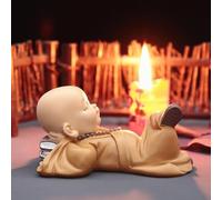 Escultura budista de resina de pequeño monje, estatua de Buda hecha a mano de estilo chino para decoración del hogar, sala de estar, oficina, escritorio, exhibición interior del automóvil y elección