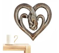 Escultura de arte de pared de corazón de amor, 1 pieza elaborada de mano, pieza romántica hecha a mano, soporte de pared decorativo de alta resistencia, diseño de ranura de montaje sin costuras,