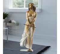 Escultura de Bronce de Luo Li Rong, Estatua de 59 cm Mujer Elegante en el Viento, Obra fundida a la Cera perdida con Vestido Fluido, Obra de Arte de Calidad museística para decoración del hogar y r