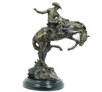 Escultura de Bronce The Bronco Buster de Frederic Remington, Estatua clásica de Caballo Salvaje domesticado de Vaquero Occidental(2-Round Base)