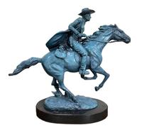 Escultura de Bronce The Bronco Buster de Frederic Remington, Estatua clásica de Caballo Salvaje domesticado de Vaquero Occidental(Blue-Oval Base)