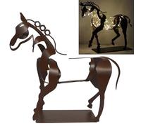 Escultura de Caballo Calada Tridimensional de Metal Rústico, Decoración de Estatua de Caballo Vintage Tiene un Significado Exitoso, Decoración para Sala de Estar, Oficina, Estantería, Dormitorio