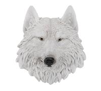 Escultura de cabeza de animal simulada en 3D, decoración de pared única de resina de cabeza de animal, exquisita cabeza de animal para colgar en la pared adecuada para el hogar, (lobo blanco)