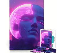 Escultura de Cabeza de neón Estilo Vaporwave, Rompecabezas de 1000 Piezas para Adolescentes, Juguete para ejercitar la Mente, fácil de armar, Regalo Elegante (50x75cm)
