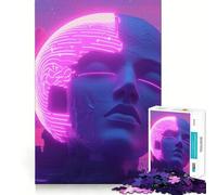 Escultura de Cabeza de neón Estilo Vaporwave, Rompecabezas de 1000 Piezas para Adultos, Juguete Logic Boost Family Bond Premium Edge Warm Surprise (38x26cm)