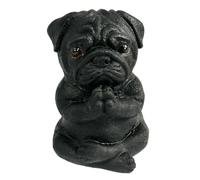 Escultura de cachorro de resina | Escultura de carlino de resina para decoración de coche | Figura de perro de yoga zen, estatua de pug de meditación para SUV, camiones, coches y caravanas