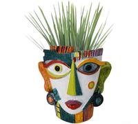 Escultura de cara de resina, pieza abstracta para decoración de jardín, estatua de arte retro, resistente a la intemperie, contenedor para patio al aire libre (A)